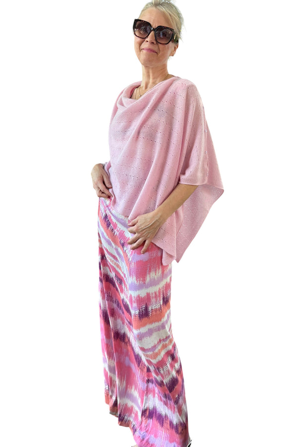 Pale pink cashmere poncho Multiway SEMON Cashmere