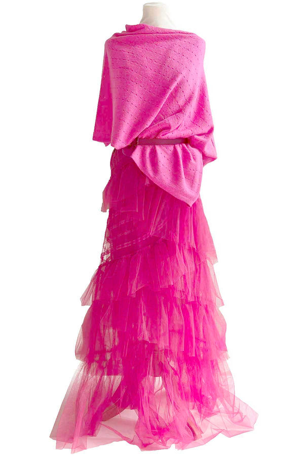 Pink cashmere poncho