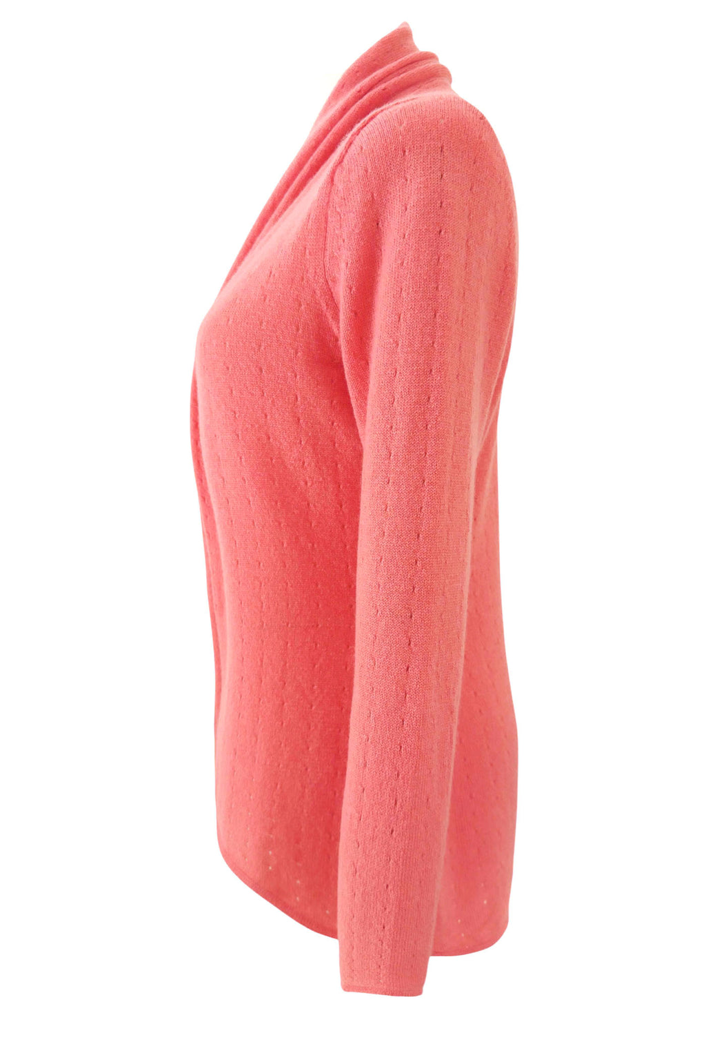 Coral Cashmere Cardigan Pointelle – - Main Image