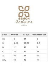 SEMON Cashmere UK EU US Canada size chart