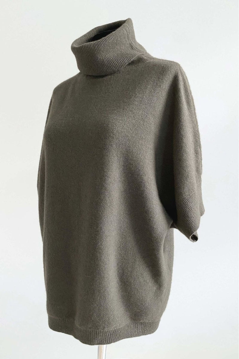 Roll neck Oversized batwing cashmere jumper – - Main Image