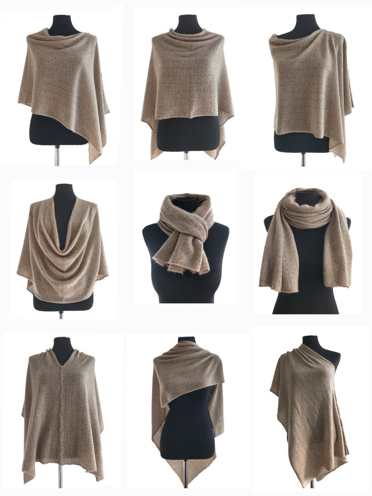 Multifunctional 100% cashmere poncho - Travel wrap shawl