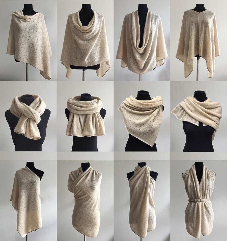 na. e Cashmere Multiway Stole Charcoal Multifunctional 100% cashmere poncho - Travel wrap shawl